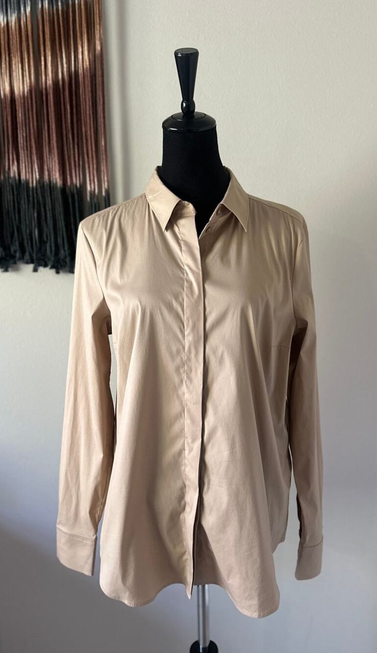 NWT COS Collared Long Sleeve Tailored Shirt in Taupe Size 14